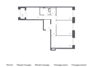 Продаю трехкомнатную квартиру, 74.9 м2, Московская область, жилой комплекс Заречье Парк, к3.1