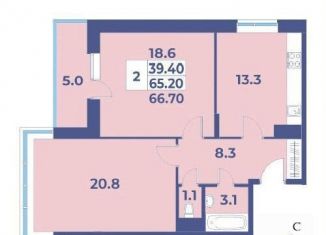Продается двухкомнатная квартира, 66.7 м2, поселение Первомайское, жилой комплекс Эдельвейс, к5А