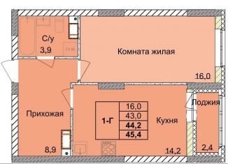 Продается 1-комнатная квартира, 44.2 м2, Нижний Новгород, 1-я Оранжерейная улица, 16