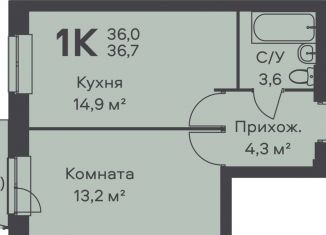 1-комнатная квартира на продажу, 36.7 м2, Пермь