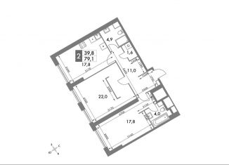3-комнатная квартира на продажу, 79.1 м2, Москва, Обручевский район, улица Академика Волгина, 2с3