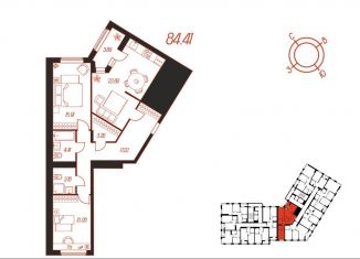 Продажа двухкомнатной квартиры, 84.4 м2, Тула, Пролетарский территориальный округ