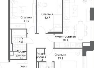 Продажа 3-комнатной квартиры, 81.9 м2, Москва, жилой комплекс Нагатино Ай-Ленд, к1