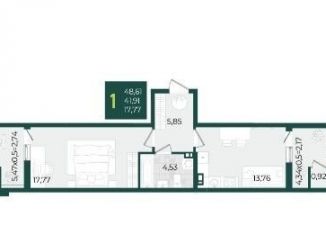 Продажа 1-комнатной квартиры, 48.6 м2, Краснодар