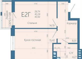 Продается двухкомнатная квартира, 43.7 м2, Ростов-на-Дону, Буйнакская улица, 7