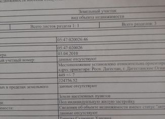 Участок на продажу, 4.5 сот., Дагестанские Огни, переулок Константина Леонтьевича Козленко