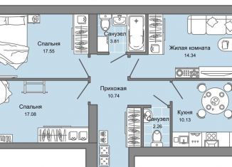 3-комнатная квартира на продажу, 77 м2, Ульяновск