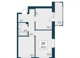 Продам 2-комнатную квартиру, 59.8 м2, Новосибирск, Заельцовский район