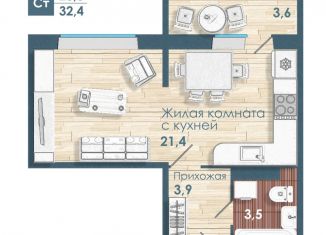 Продажа однокомнатной квартиры, 28.8 м2, Новосибирская область, улица Титова, с2