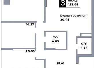Продам трехкомнатную квартиру, 123.7 м2, Самара, метро Российская