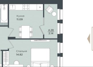 1-комнатная квартира на продажу, 40.4 м2, Пермь, Ленинский район, Монастырская улица, 50