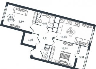 2-комнатная квартира на продажу, 64.1 м2, Тверская область