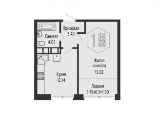 Продается однокомнатная квартира, 36.5 м2, Краснодарский край