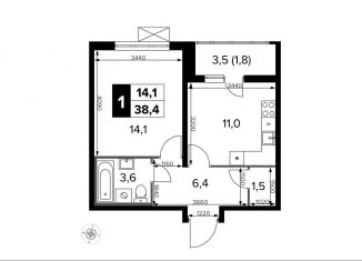 Продажа 1-комнатной квартиры, 38.4 м2, поселок Битца, Южный бульвар, 8