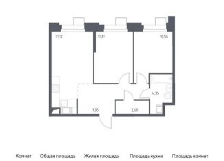 Продам двухкомнатную квартиру, 56.4 м2, поселение Мосрентген, многофункциональный комплекс Тропарево Парк, к2.3