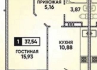 Однокомнатная квартира на продажу, 37.5 м2, Краснодар, Конгрессная улица, 31, микрорайон Достояние