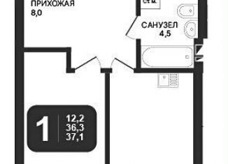 Продажа однокомнатной квартиры, 36.7 м2, Новосибирск
