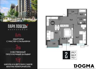 Продам 2-комнатную квартиру, 70.1 м2, Краснодар