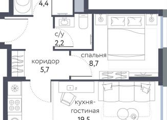 Продажа 2-ком. квартиры, 40.5 м2, Москва, район Метрогородок