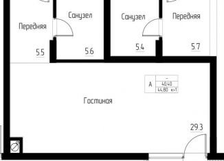 Продаю 1-комнатную квартиру, 44.8 м2, Калининградская область