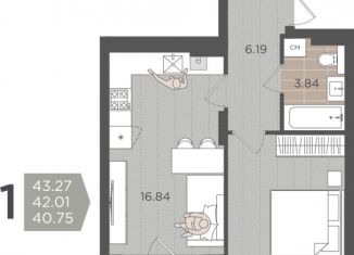 Продаю 1-ком. квартиру, 41.8 м2, Калининград, Батальная улица, 65Б