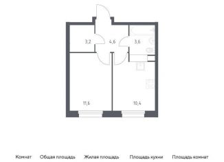 1-комнатная квартира на продажу, 33.4 м2, Москва, жилой комплекс Эко Бунино, 15