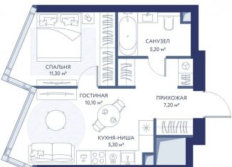 2-ком. квартира на продажу, 39.1 м2, Москва, ЗАО, 1-й Сетуньский проезд, вл8
