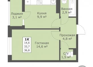 Продажа 1-комнатной квартиры, 36.8 м2, Ставрополь
