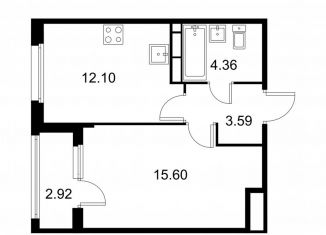 Продам 1-комнатную квартиру, 37.1 м2, Санкт-Петербург