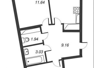 Продам двухкомнатную квартиру, 59.6 м2, Мурино