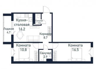 Продаю двухкомнатную квартиру, 56.4 м2, Челябинская область