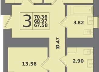 Продаю 3-ком. квартиру, 70.4 м2, Калининград, Московский район, Крейсерская улица, 13к1