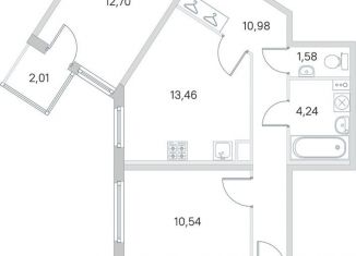 Трехкомнатная квартира на продажу, 70.2 м2, посёлок Стрельна