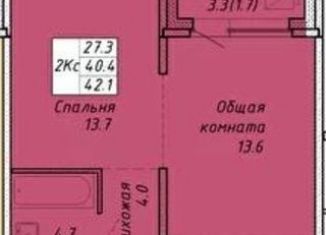 2-ком. квартира на продажу, 42.1 м2, Новосибирск, улица Александра Чистякова, 22/3, метро Студенческая