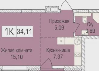 Продажа 1-ком. квартиры, 34.1 м2, Новосибирск, улица Объединения, 102/4с, метро Заельцовская