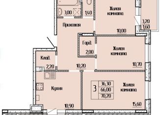 Продаю 3-комнатную квартиру, 70.1 м2, Батайск, улица Леонова, 12к1, ЖК Прибрежный