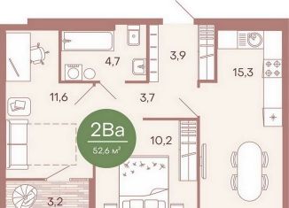 Продам 2-комнатную квартиру, 52.6 м2, Пенза, жилой комплекс Норвуд, с6, Железнодорожный район
