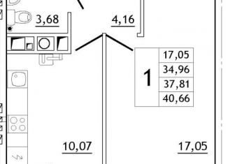 Продаю однокомнатную квартиру, 40.7 м2, деревня Новосельцы, Юбилейная улица, 16