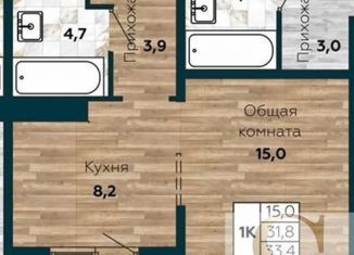 Продам однокомнатную квартиру, 33.4 м2, Новосибирск, ЖК Галактика