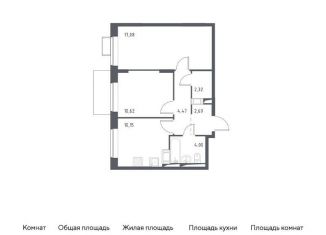 Двухкомнатная квартира на продажу, 51.3 м2, Московская область, микрорайон Пригород Лесное, к11.1