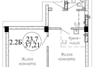 2-ком. квартира на продажу, 37.2 м2, Новосибирск, Озёрная улица, ЖК Крымский