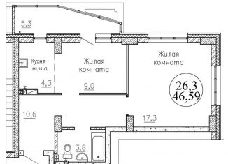 Продажа двухкомнатной квартиры, 46.6 м2, Новосибирск, Озёрная улица, ЖК Крымский