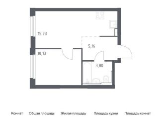 Однокомнатная квартира на продажу, 34.8 м2, Москва, метро Домодедовская, жилой комплекс Квартал Герцена, к2