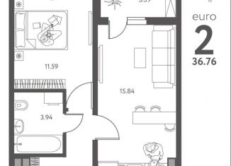 Продается 1-комнатная квартира, 36.8 м2, Липецк