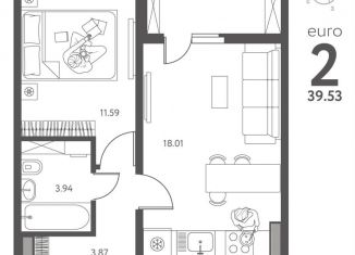 Продаю 1-ком. квартиру, 39.5 м2, Липецк