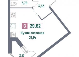 Квартира на продажу студия, 29.8 м2, Мурино, проспект Авиаторов Балтики, 21