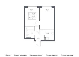 Продаю однокомнатную квартиру, 34.6 м2, Москва