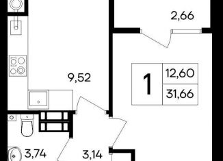 Продам 1-комнатную квартиру, 31.7 м2, посёлок городского типа Гвардейское, Курганная улица
