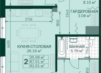 Продажа 2-комнатной квартиры, 87.1 м2, Санкт-Петербург, метро Ладожская, Магнитогорская улица, 3к2
