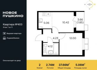 Продаю 2-комнатную квартиру, 37.7 м2, Пушкино, жилой комплекс Новое Пушкино, к23